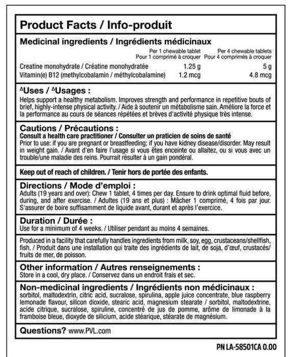 PVL Creatine CHEWZ - 80 Tablets / 20 Servings