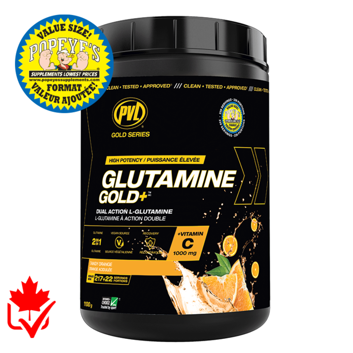 PVL Gold Series Glutamine Gold + Vitamin C *VALUE SIZE!* - Tangy Orange, 1100 Grams / 157 Servings